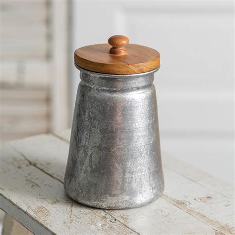 rustic galvanized metal storage box with wooden lid|small galvanized container with lids.